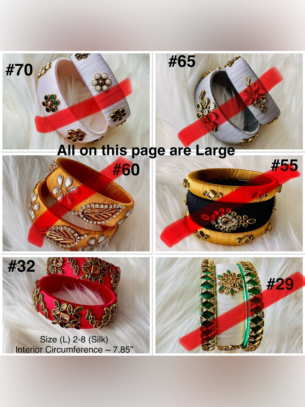 🎡🎡Handmade Silk or Cotton Wrapped Bangle Set of your choice in various sizes - Picture 6 of 16